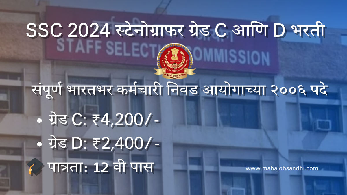 SSC 2024 Stenographer Grade C and D Bharti